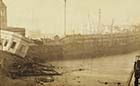 Storm damage to Jetty 1877 [Albumin print Goodman ]